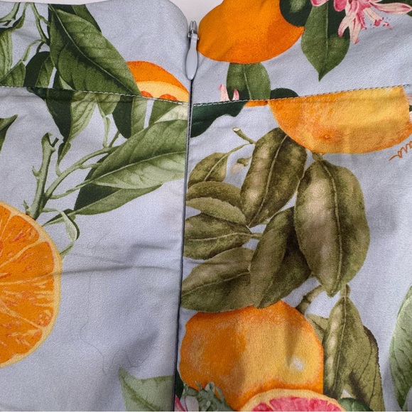 Cara Cara Skirt Women’s 8 Cotton Yellow Citrus Alessandra Print Ruffled Trim Zip - Picture 11 of 16